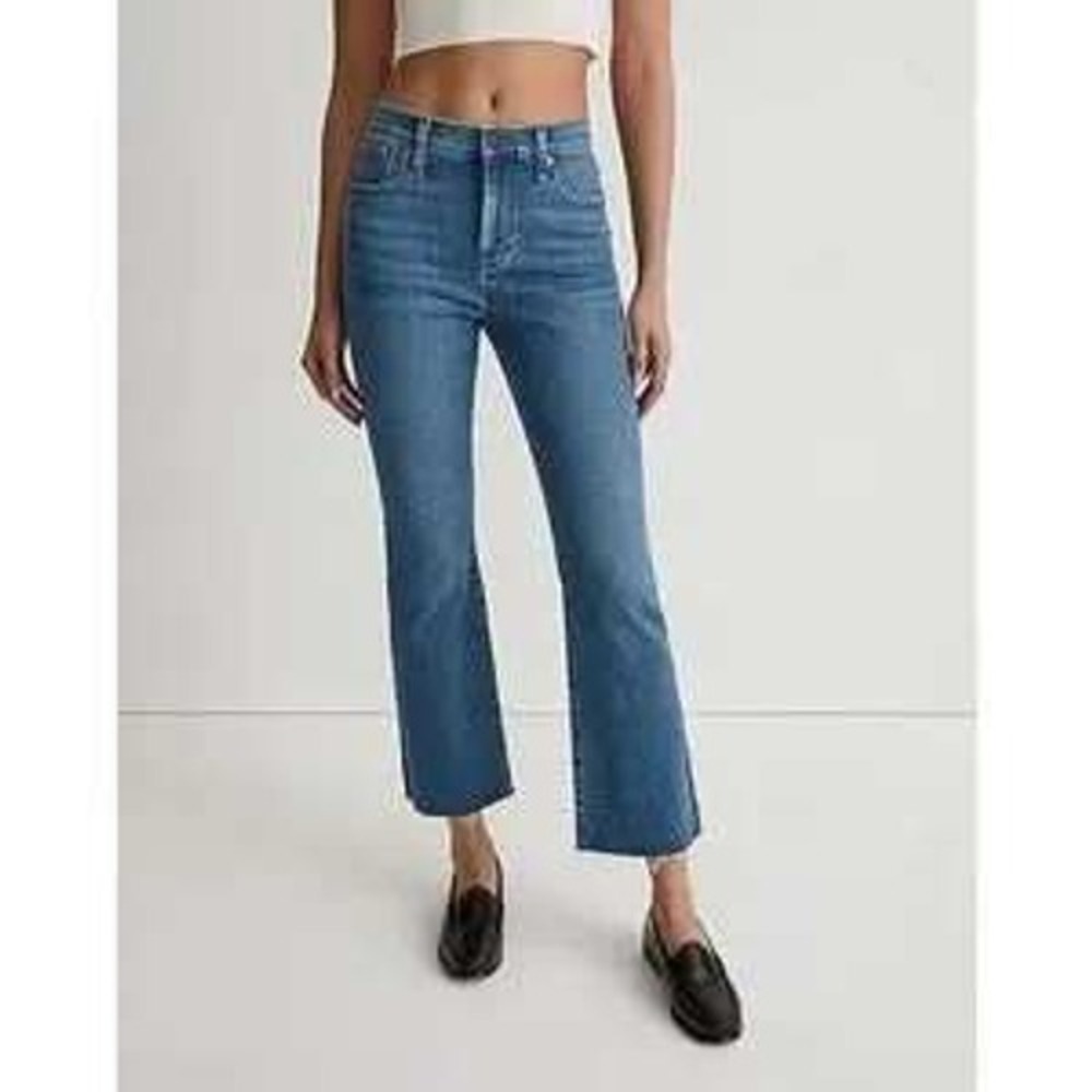 NWT $138 Madewell Womens Mid Rise Kick Out Crop Jeans Denim‎ Fits 32x25 (Read)